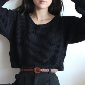 First Rite Crop Sweater in Black